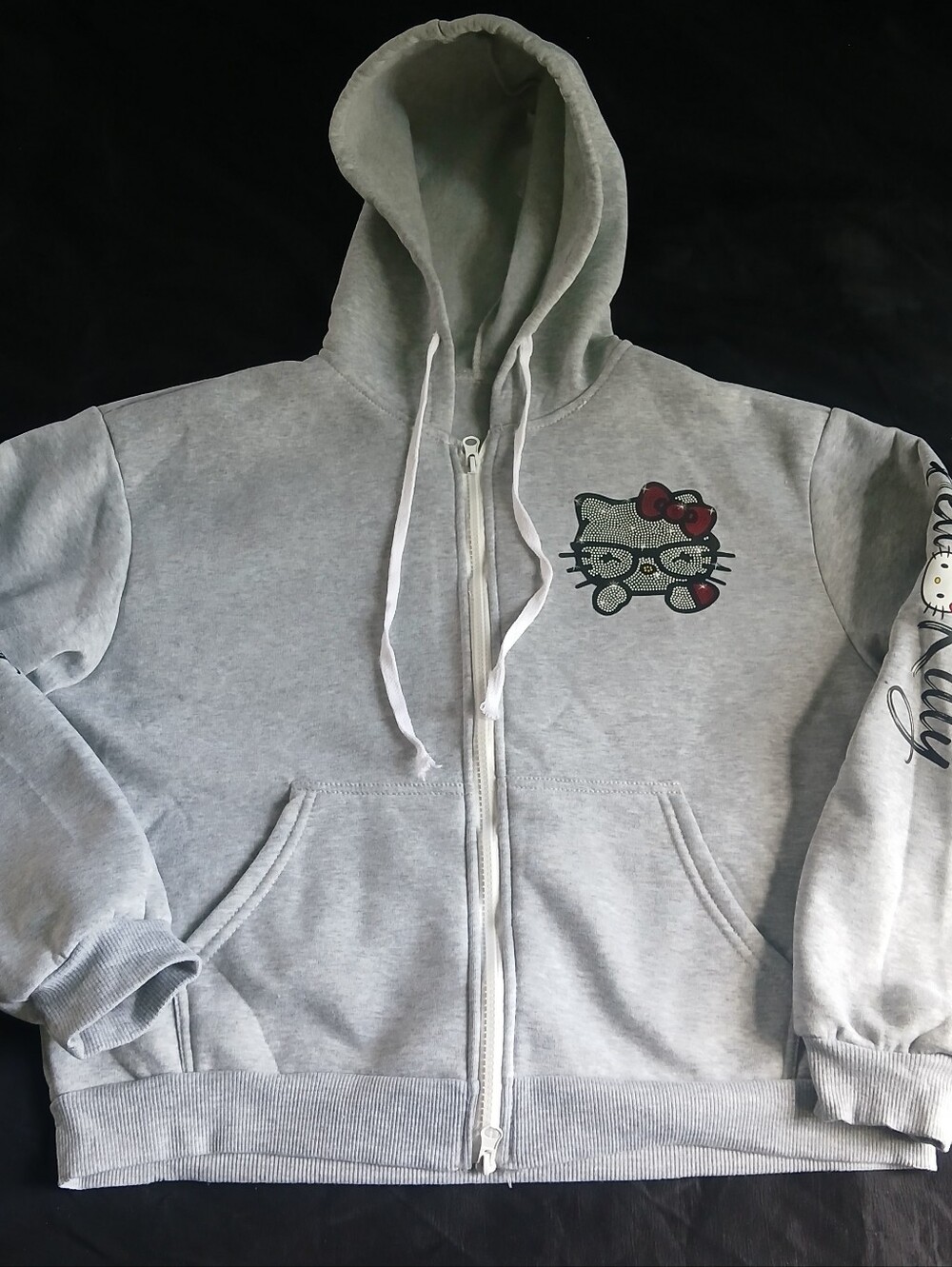 Hello Kitty Light Gray Zip Hoodie with Graphic